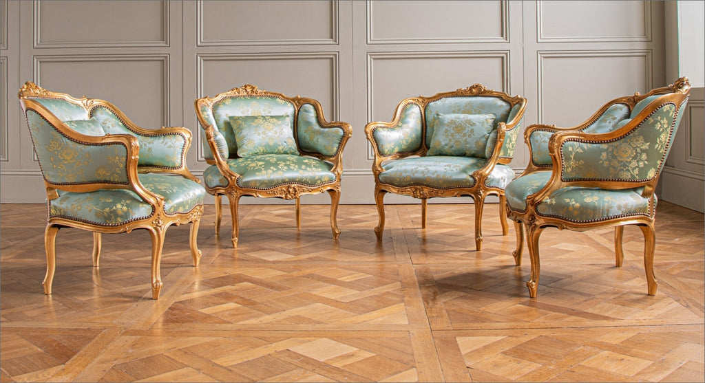 Pair of Silver Gilt Wood Hollywood Regency Style Marquise Armchairs – La  Maison London