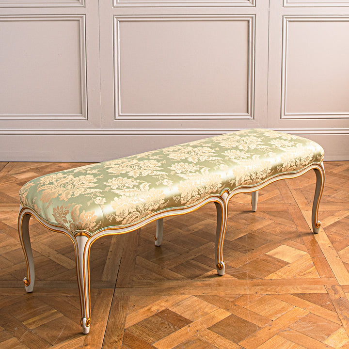 A French LXV Style Giltwood & Painted Bench - La Maison London