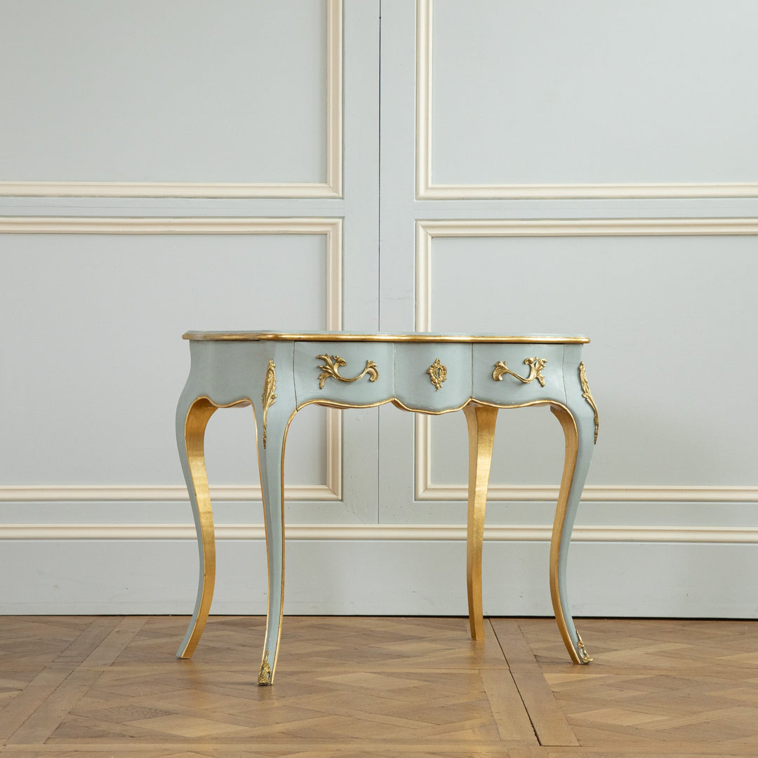 Louis XV Style Writing Desk with Serpentine Legs Painted with Gold Highlights - La Maison London