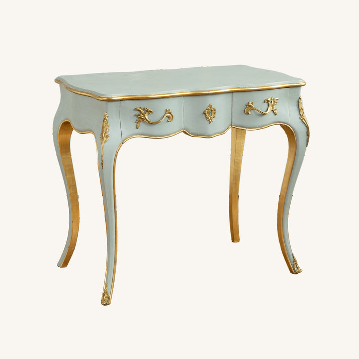 Louis XV Style Writing Desk with Serpentine Legs Painted with Gold Highlights - La Maison London