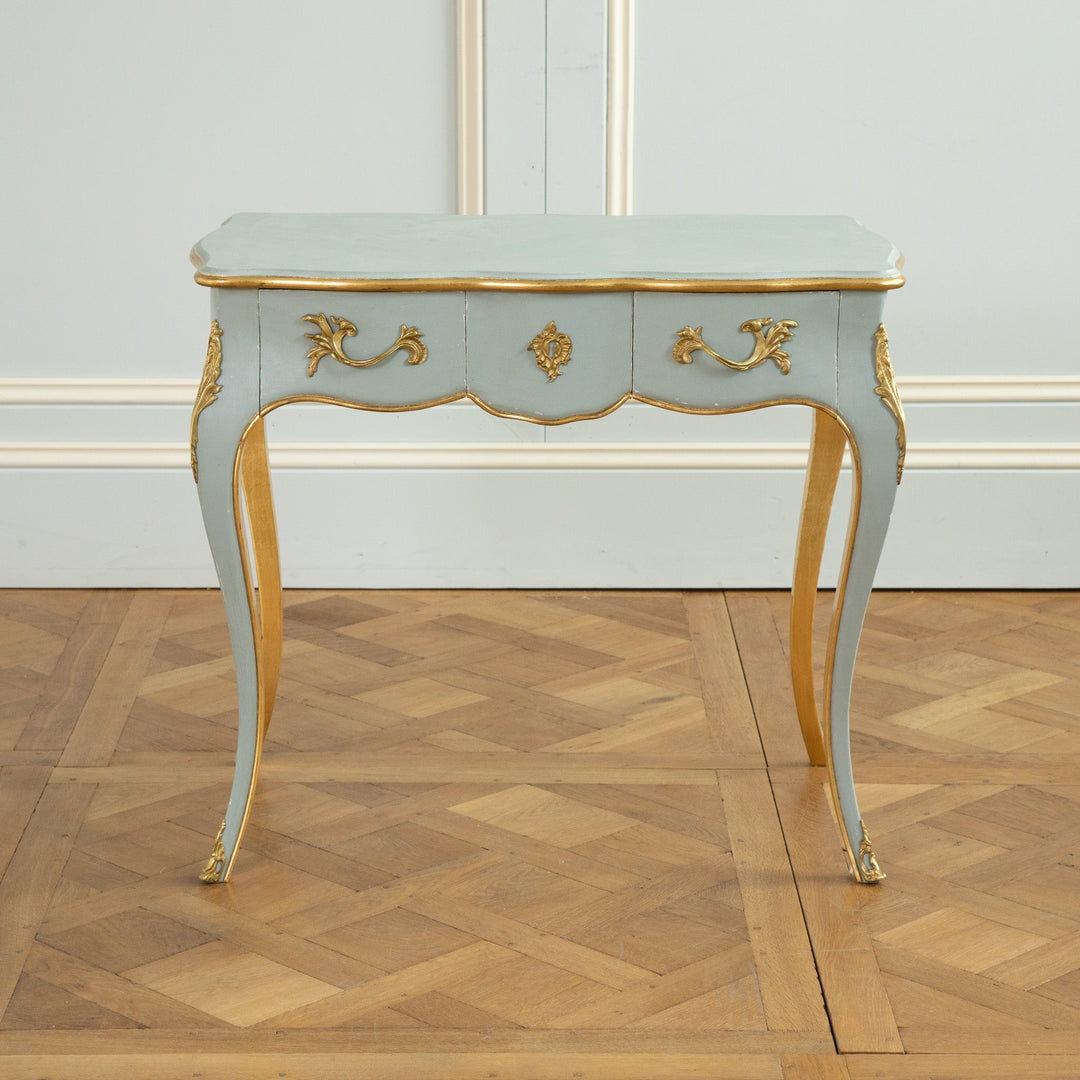 Louis XV Style Writing Desk with Serpentine Legs Painted with Gold Highlights - La Maison London