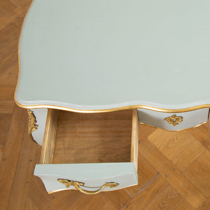 Louis XV Style Writing Desk with Serpentine Legs Painted with Gold Highlights - La Maison London