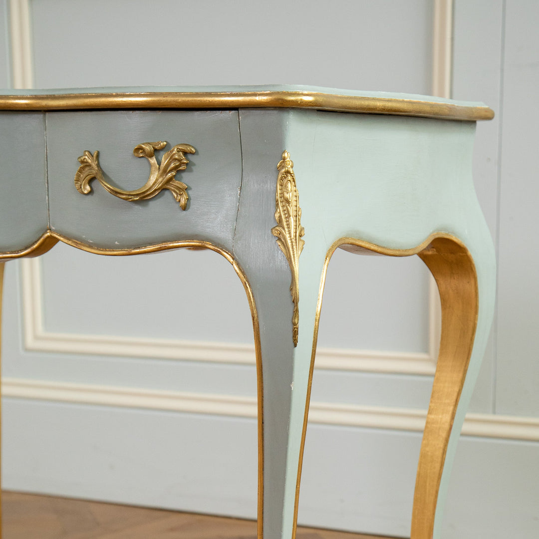 Louis XV Style Writing Desk with Serpentine Legs Painted with Gold Highlights - La Maison London