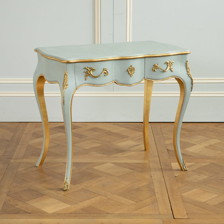 Louis XV Style Writing Desk with Serpentine Legs Painted with Gold Highlights - La Maison London