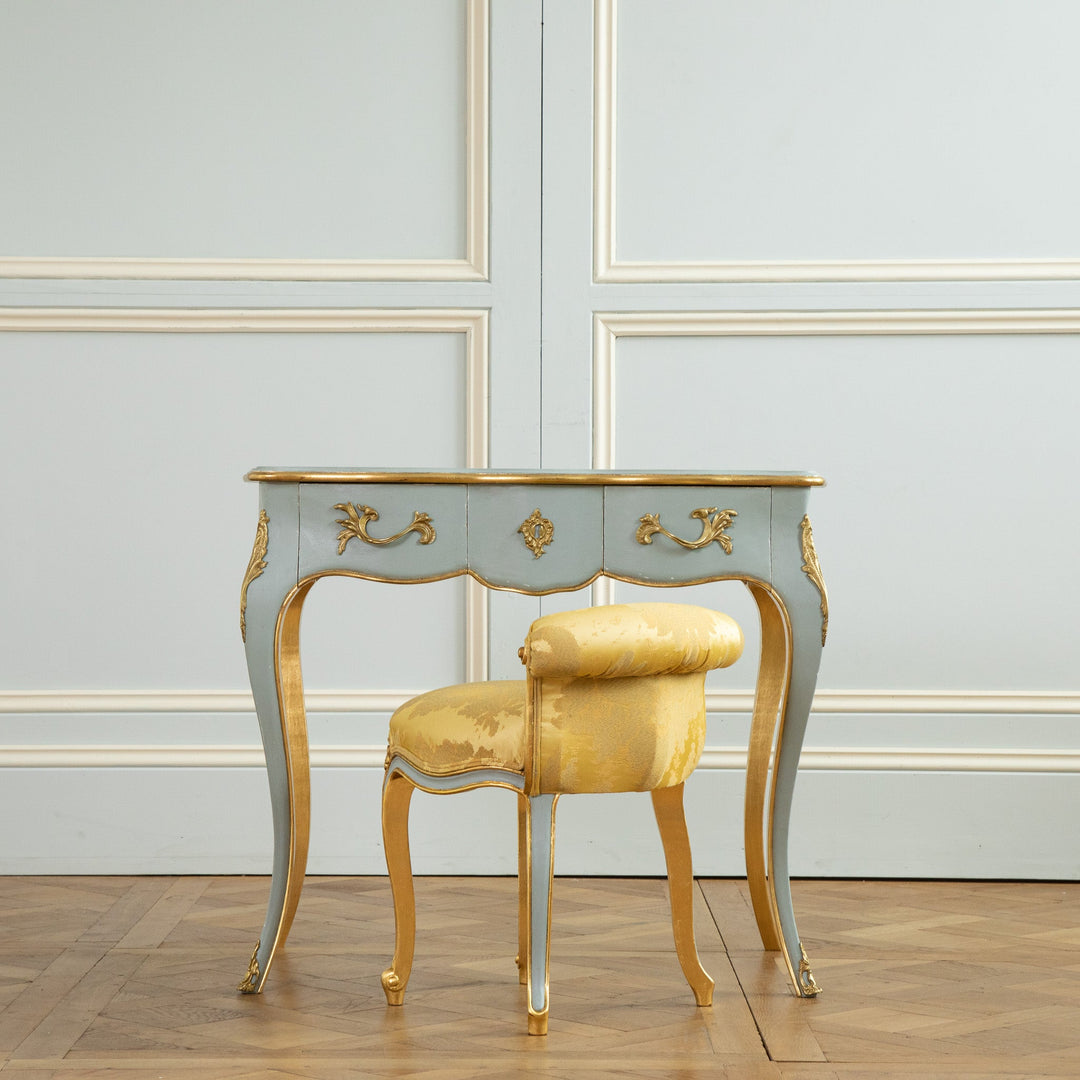 Louis XV Style Writing Desk with Serpentine Legs Painted with Gold Highlights - La Maison London