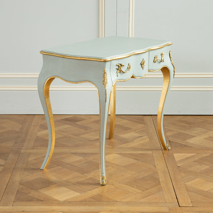 Louis XV Style Writing Desk with Serpentine Legs Painted with Gold Highlights - La Maison London