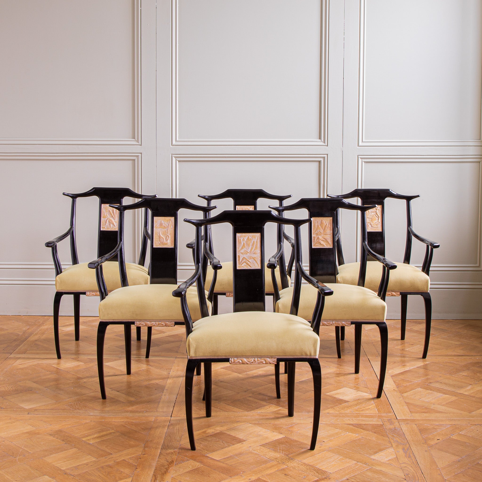 Black wood dining online chairs set of 6